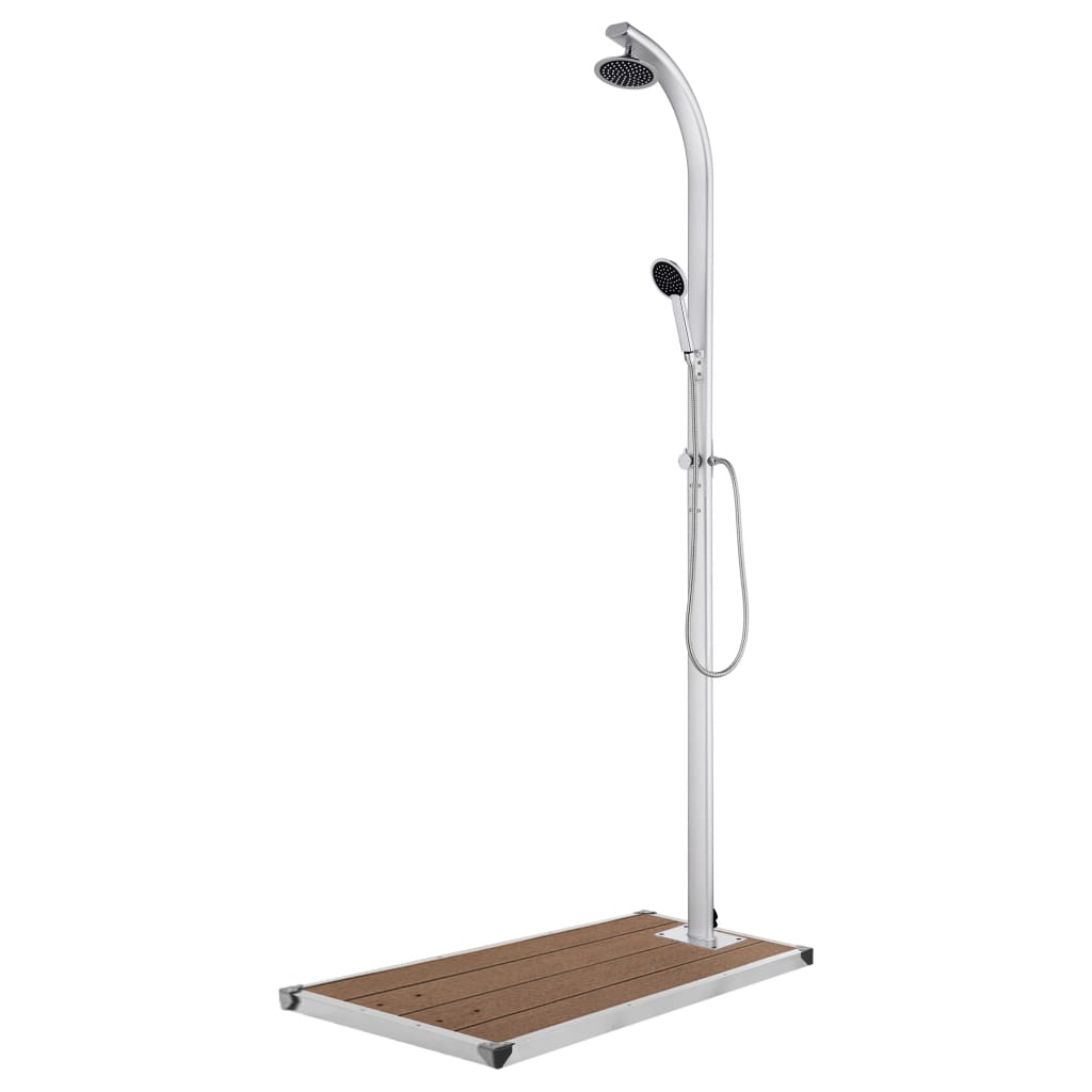 Gartendusche mit Grauer Bodenplatte 220 cm Aluminium