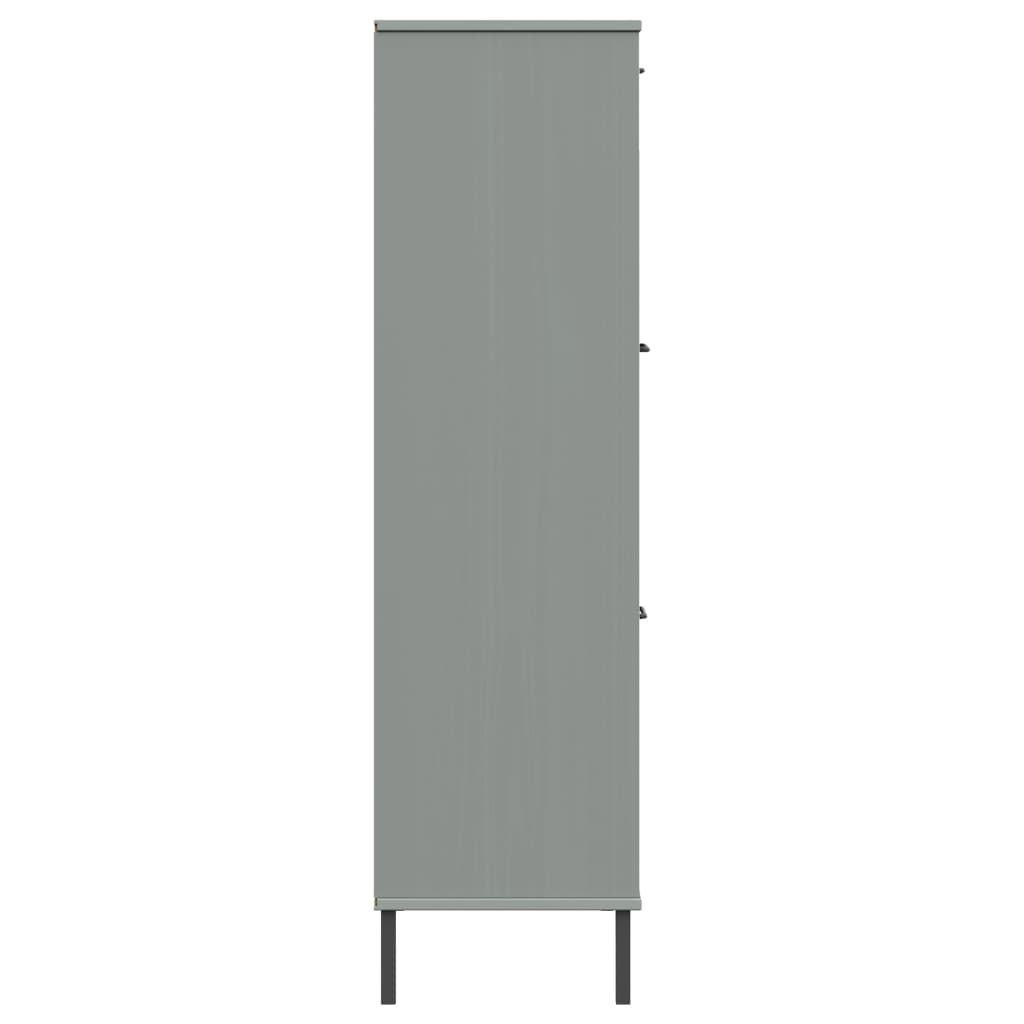 Bücherregal OSLO Metallbeine Braun 90x35x128,5 cm Massivholz