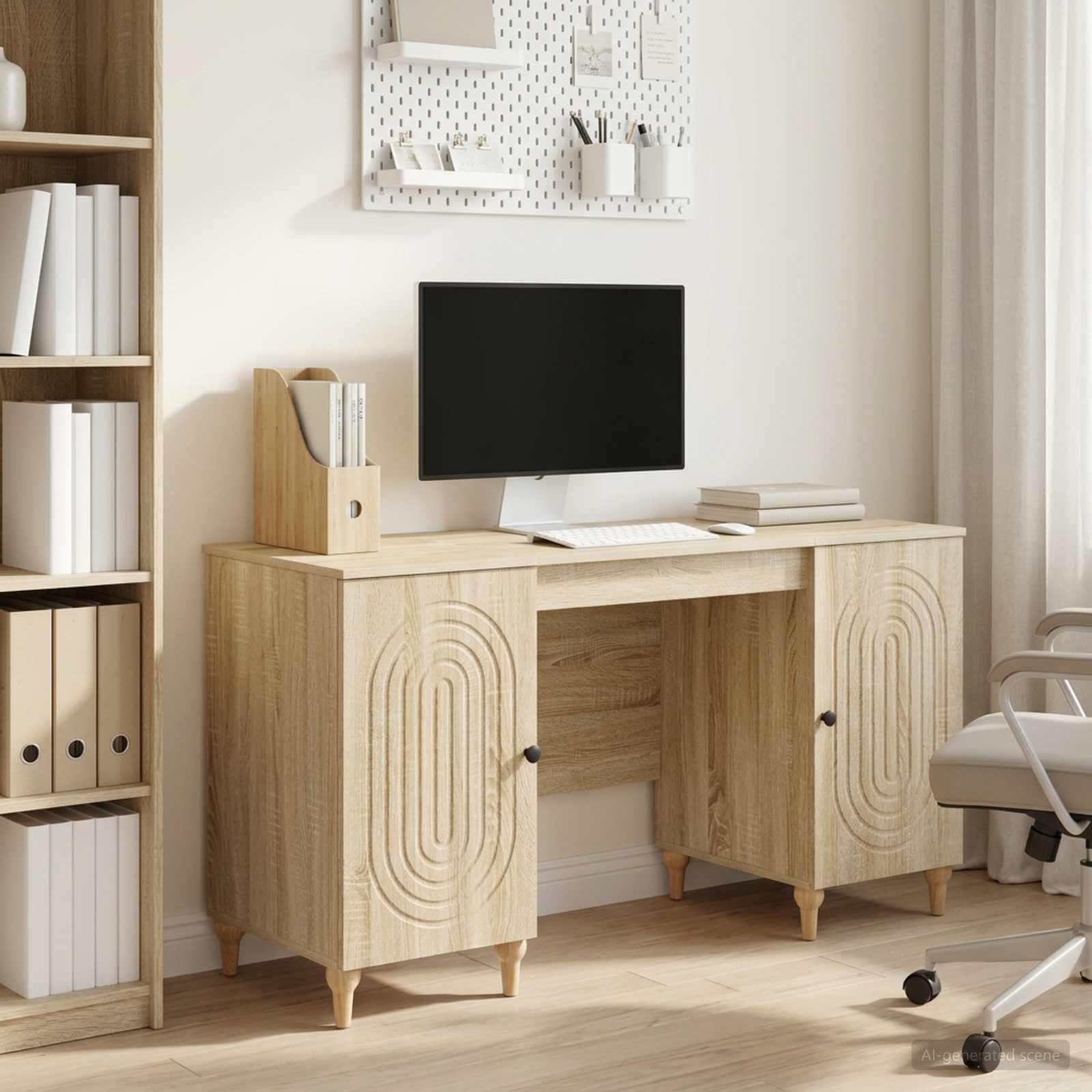 Schreibtisch mit Regal Schwarz 142,5 x 50 x 75 cm Holzwerkstoff