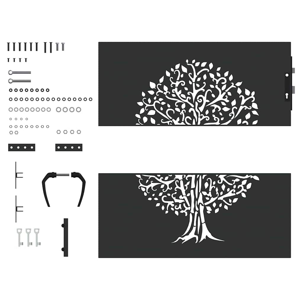 Gartentor 85x75 cm Cortenstahl Baum-Design