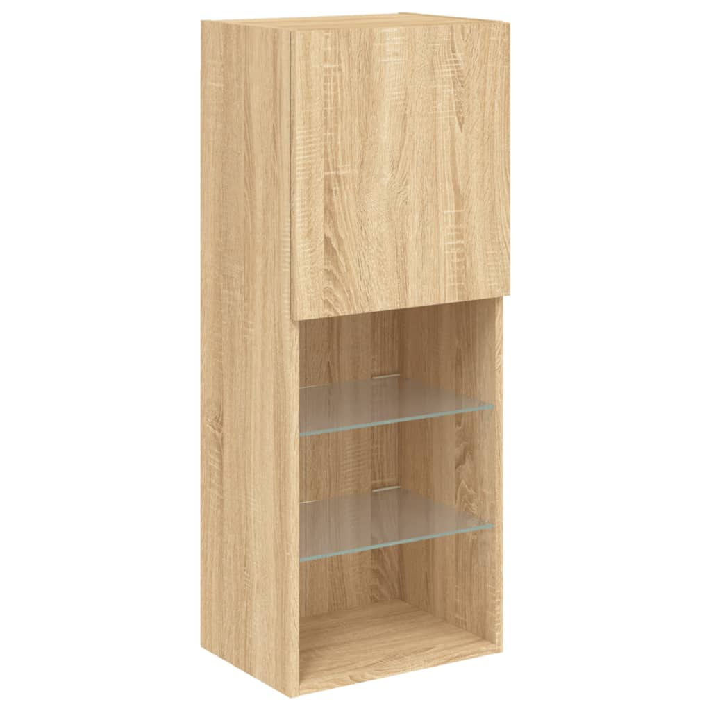 5-tlg. Wohnwand mit LED-Beleuchtung Weiß Holzwerkstoff
