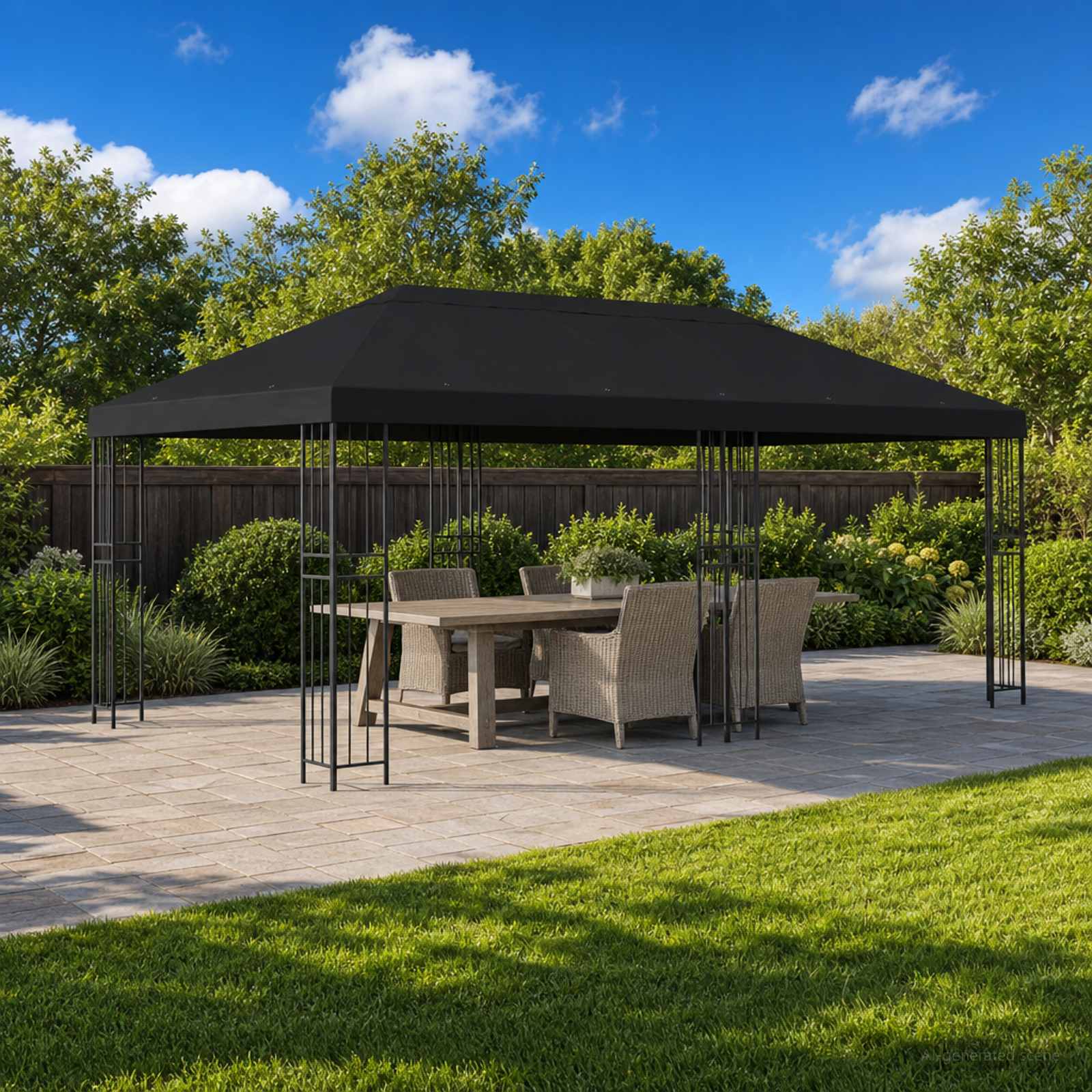 Pavillon mit Seitenwänden 6 x 3 m Beige Polyester und Stahl 190