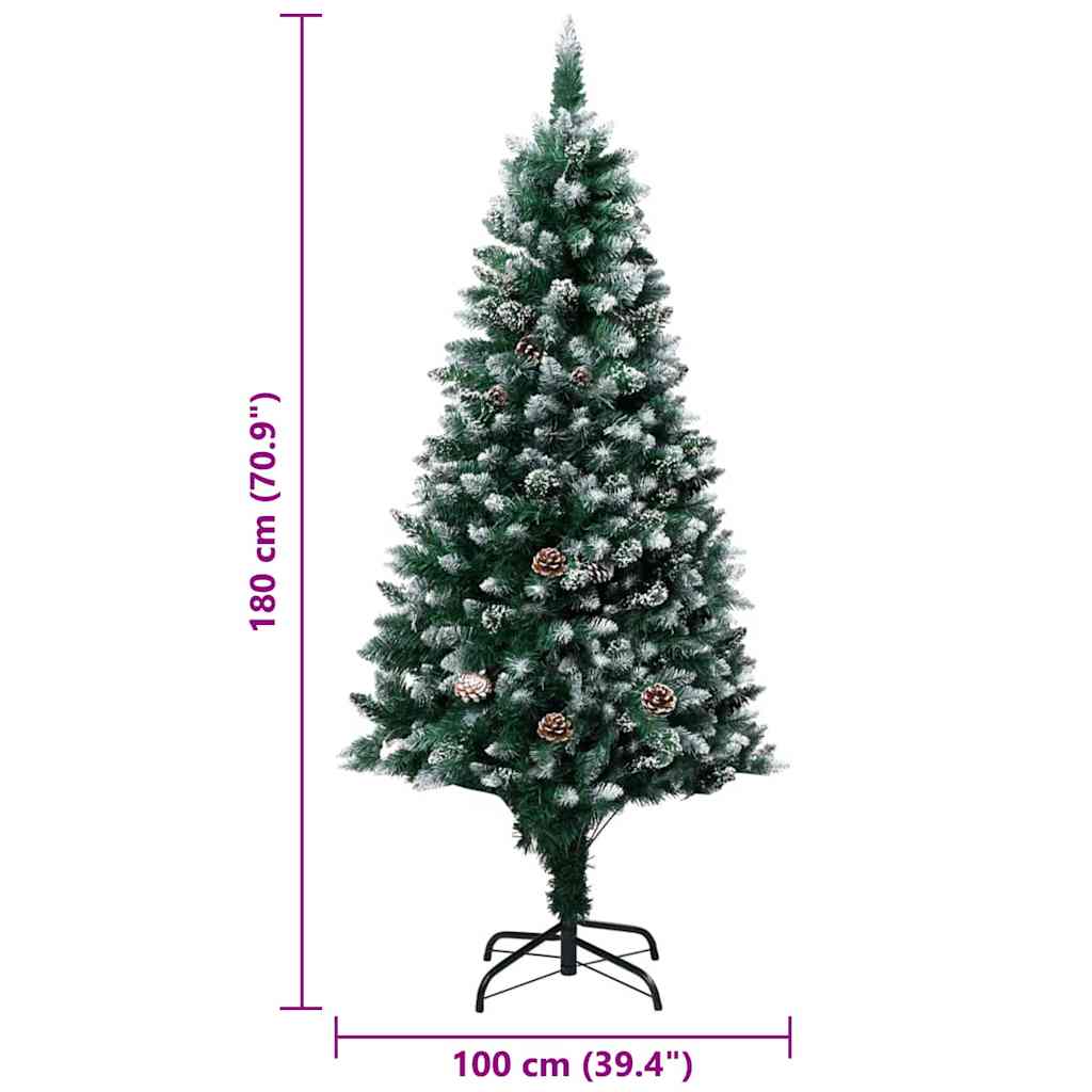 Künstlicher Weihnachtsbaum mit LEDs Kugeln Zapfen 150 cm