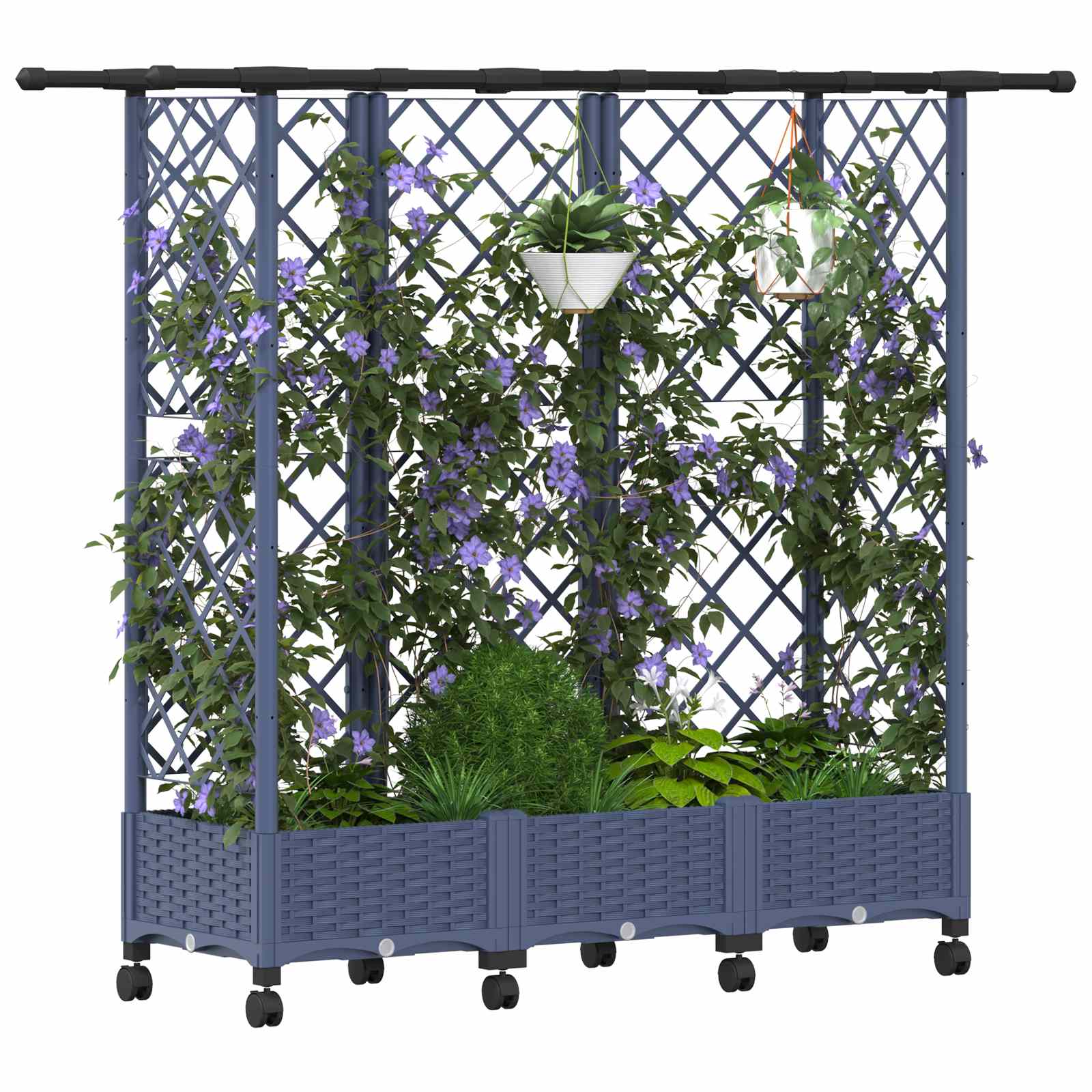 Hochbeet mit Rankgitter und Dach Braun 124 x 40 x 123 cm PP