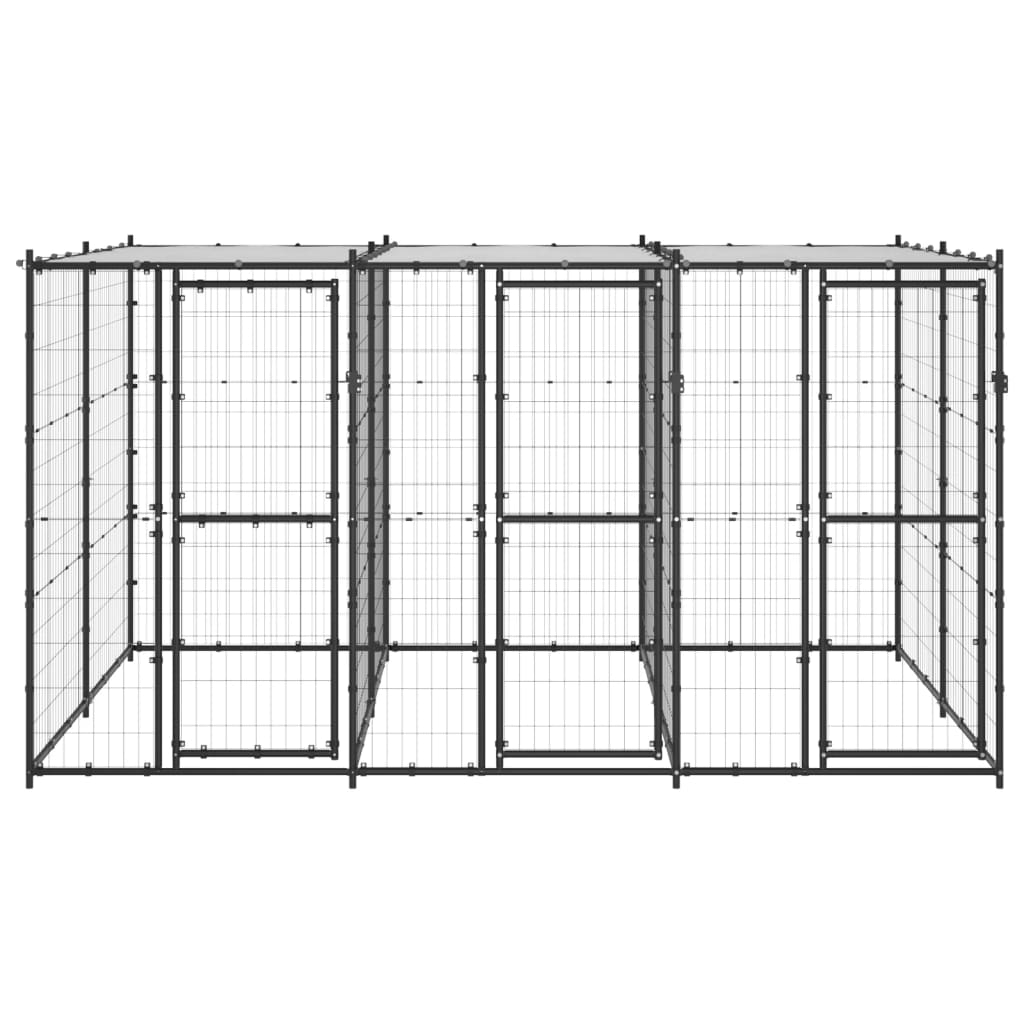 Outdoor-Hundezwinger Stahl mit Überdachung 110x220x180 cm