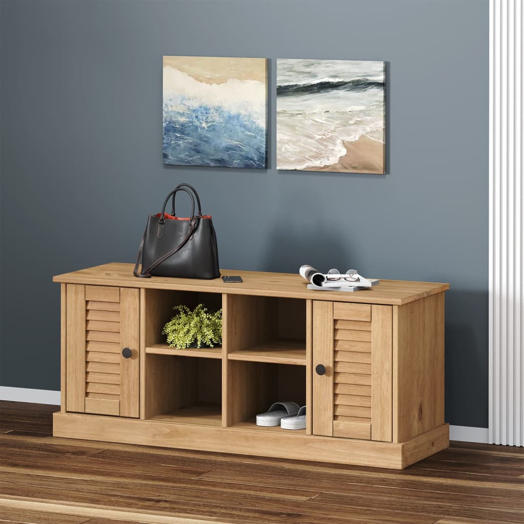 Schuhbank VIGO Weiß 106x35x45 cm Massivholz Kiefer