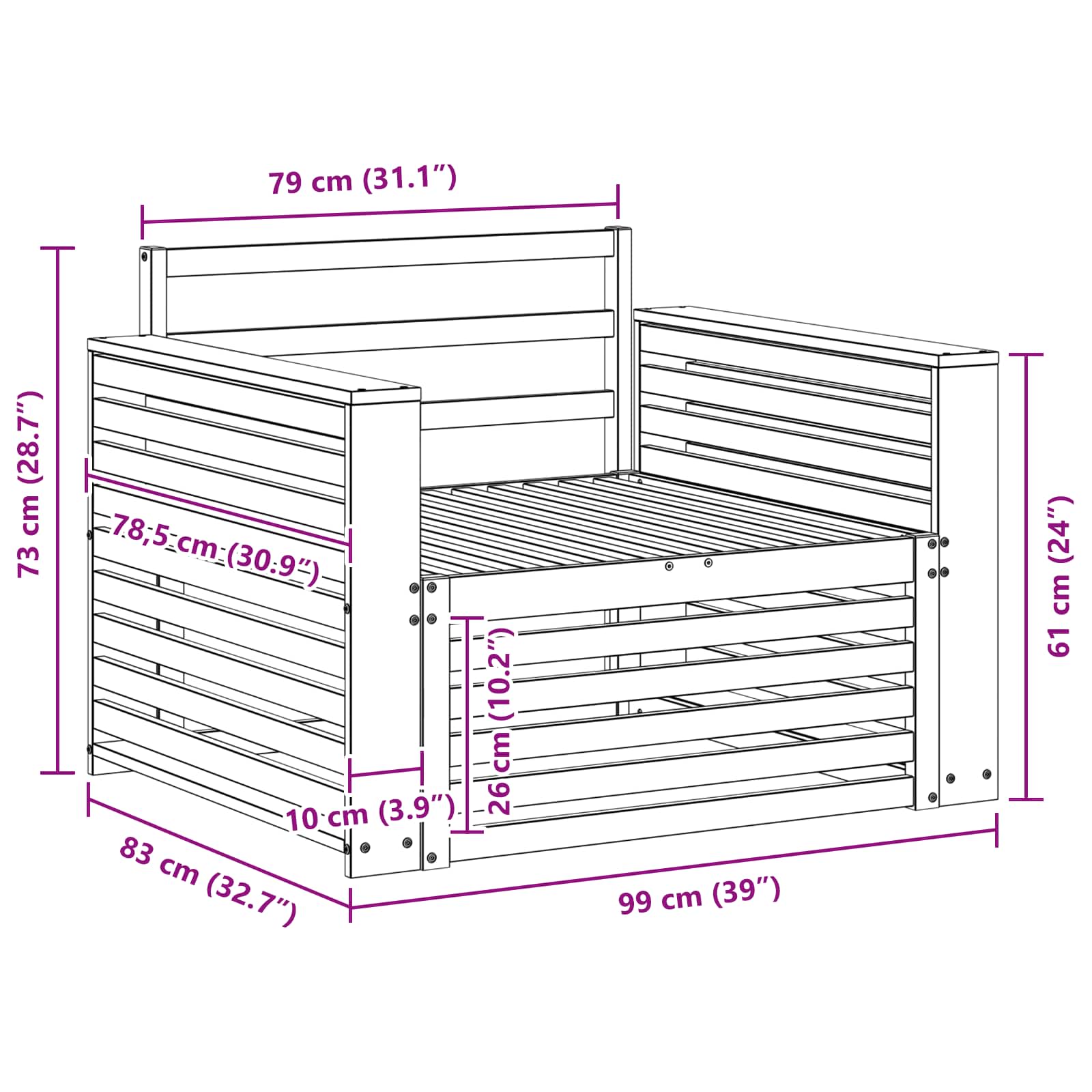 2 Stück Outdoor-Sofa Natur