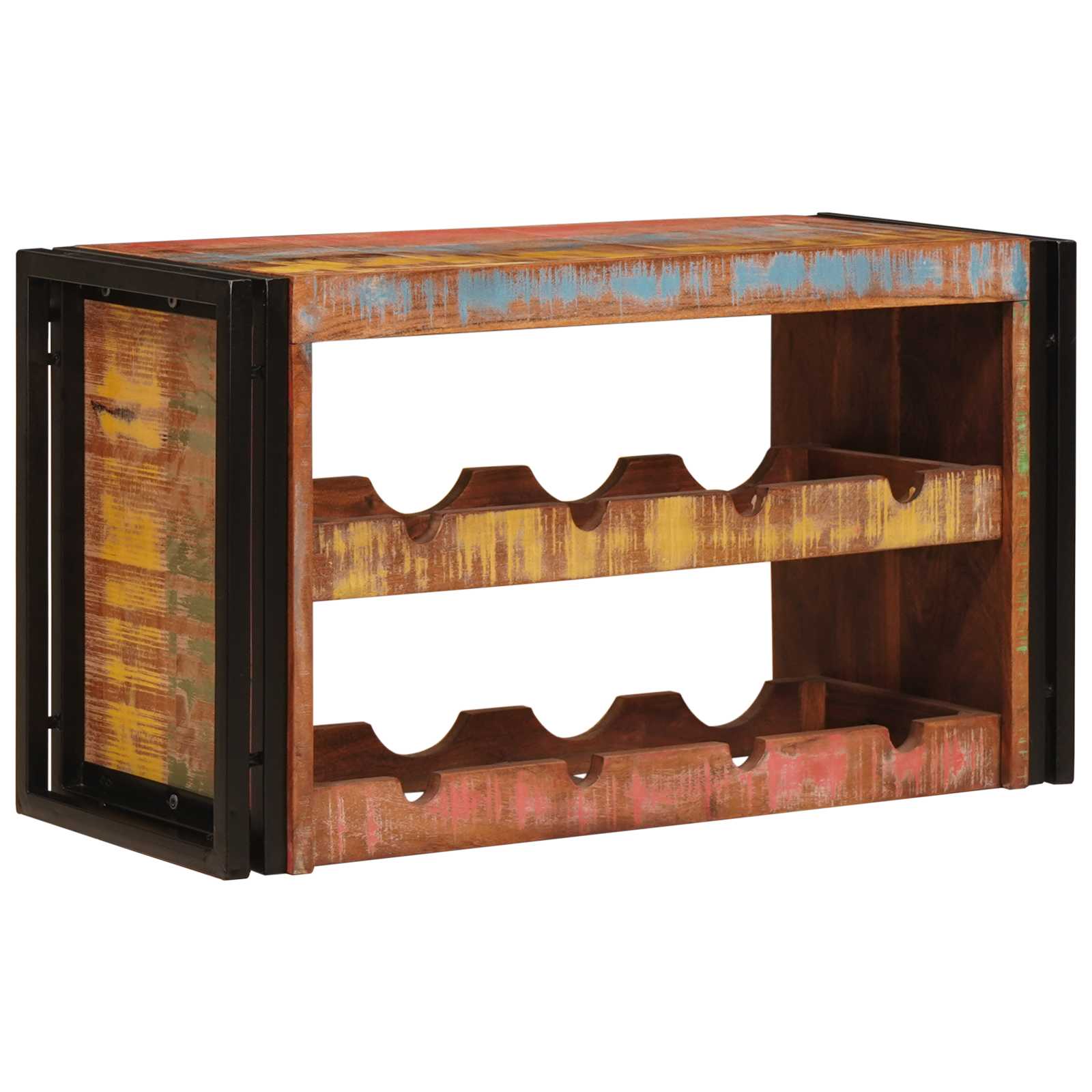 Weinregal Braun 60 x 45 x 33 cm Massives grobes Mangoholz