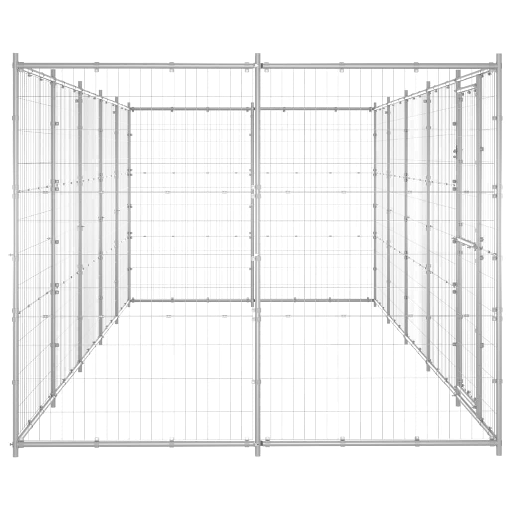 Outdoor-Hundezwinger mit Überdachung Stahl 7,26 m²