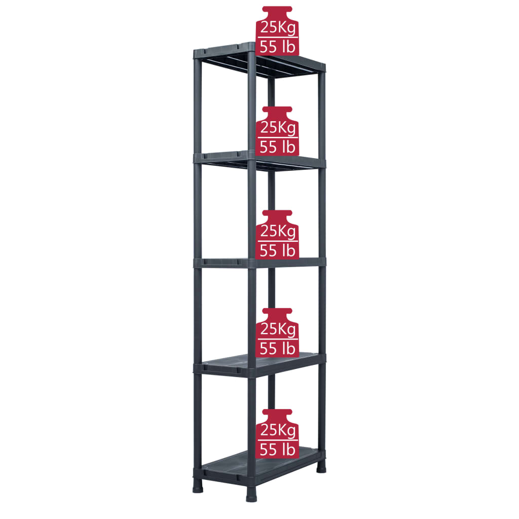 Lagerregale 2 Stk. Schwarz 60 x 30 x 138 cm Kunststoff