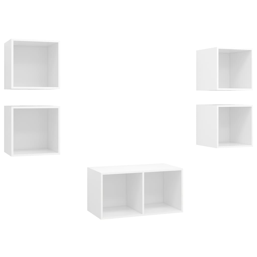 5-tlg. TV-Schrank-Set Grau Holzwerkstoff