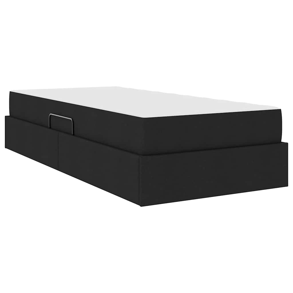 Aufbewahrungsbett mit Matratze Hellgrau 90 x 190 cm Polyester