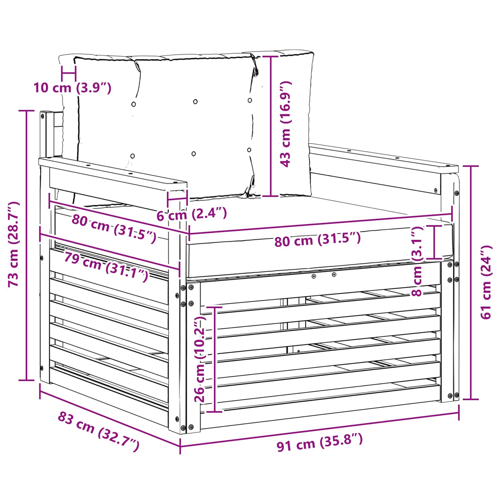 2 Stück Outdoor-Sofa Natur