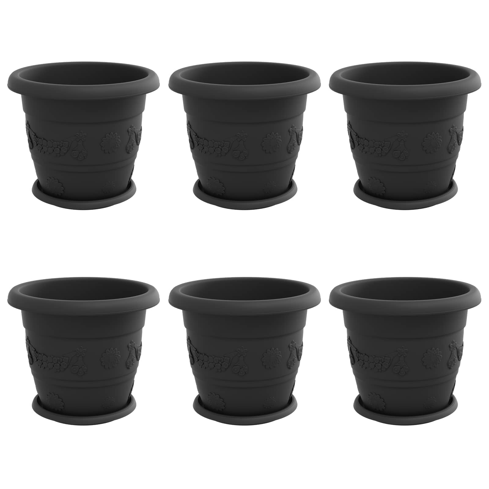 Blumentöpfe 6 pcs Ziegelrot Ø 22 x 18 cm Kunststoff