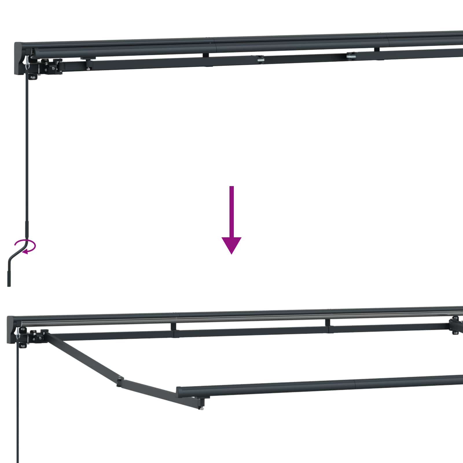 Manueller Markisenrahmen mit LEDs Weiß 2,5 x 2 m Aluminium