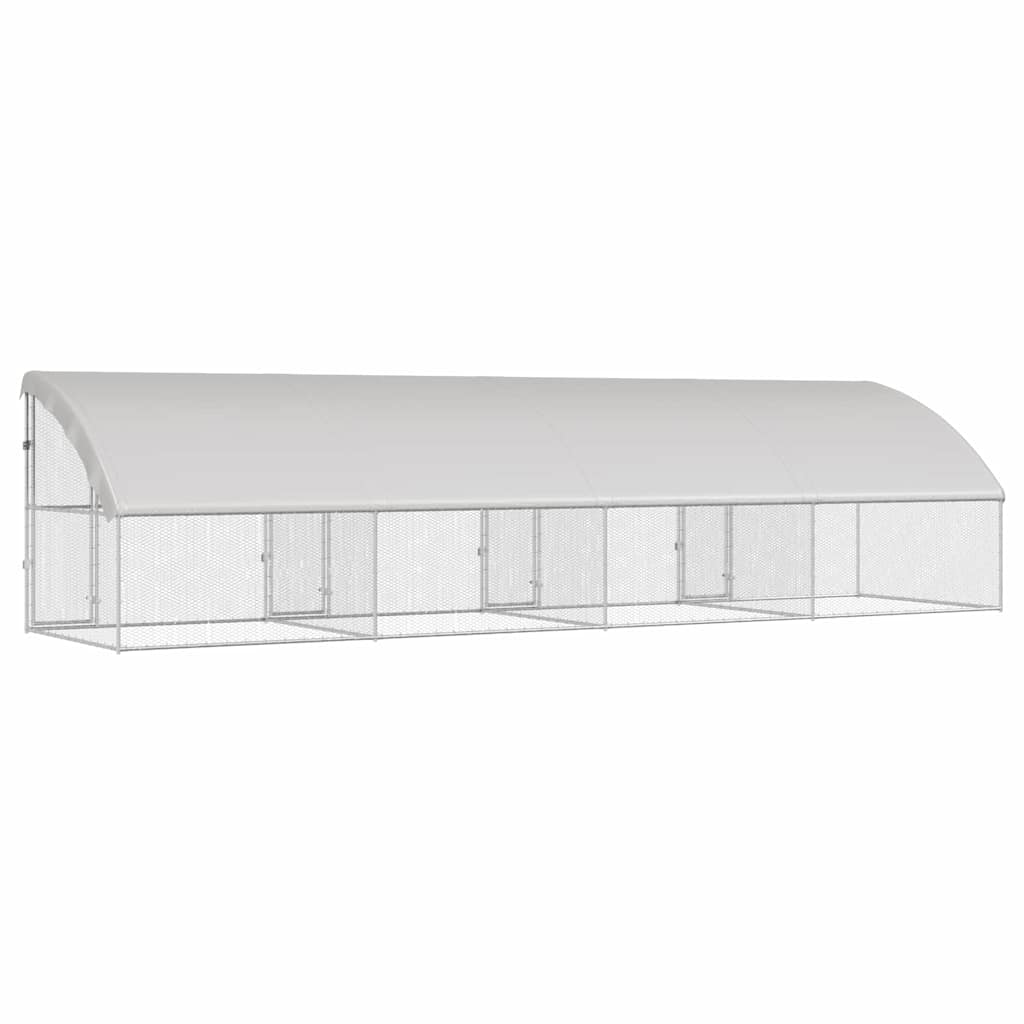 Hühnerkäfig 2 pcs Silber 400 x 200 x 200 cm Verzinkter Stahl