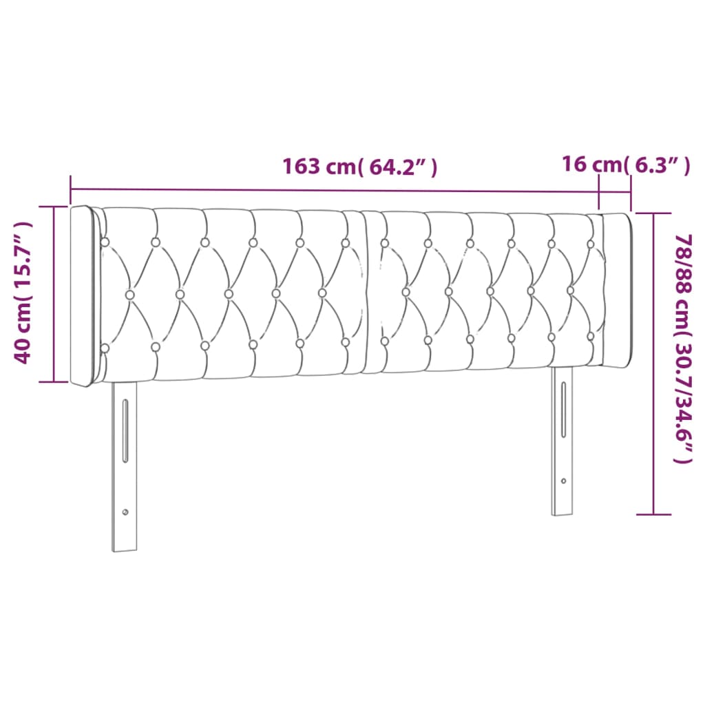 Kopfteil mit Ohren Dunkelblau 93x16x78/88 cm Samt