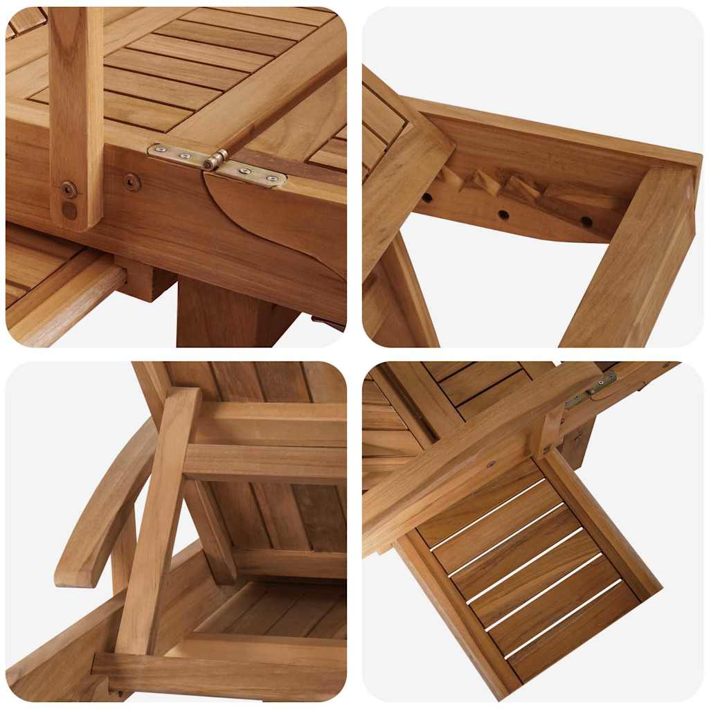Sonnenliege Massives Teakholz Braun