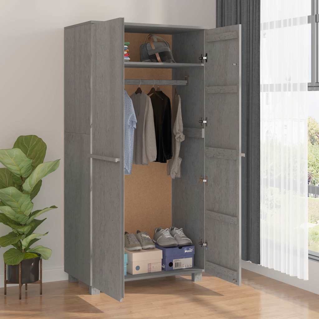 Kleiderschrank HAMAR Honigbraun 89x50x180 cm Massivholz Kiefer