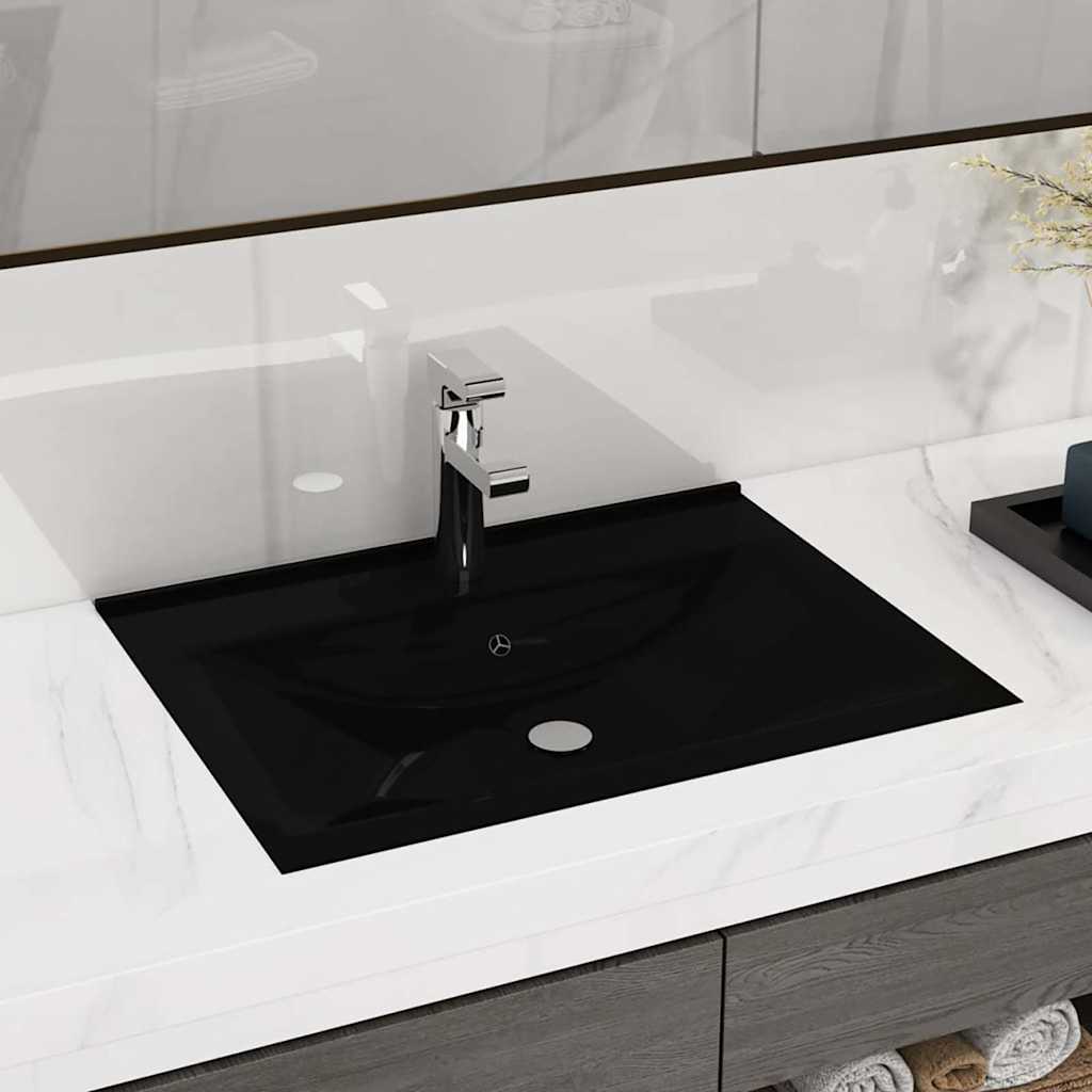 Luxus-Waschbecken mit Hahnloch Matt-Weiß 60x46 cm Keramik