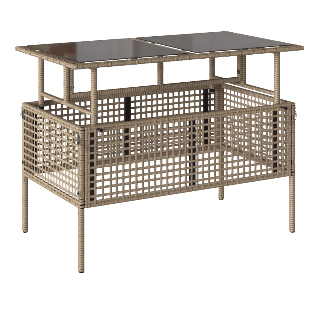 4-tlg. Garten-Sofagarnitur mit Kissen Schwarz Poly Rattan Glas