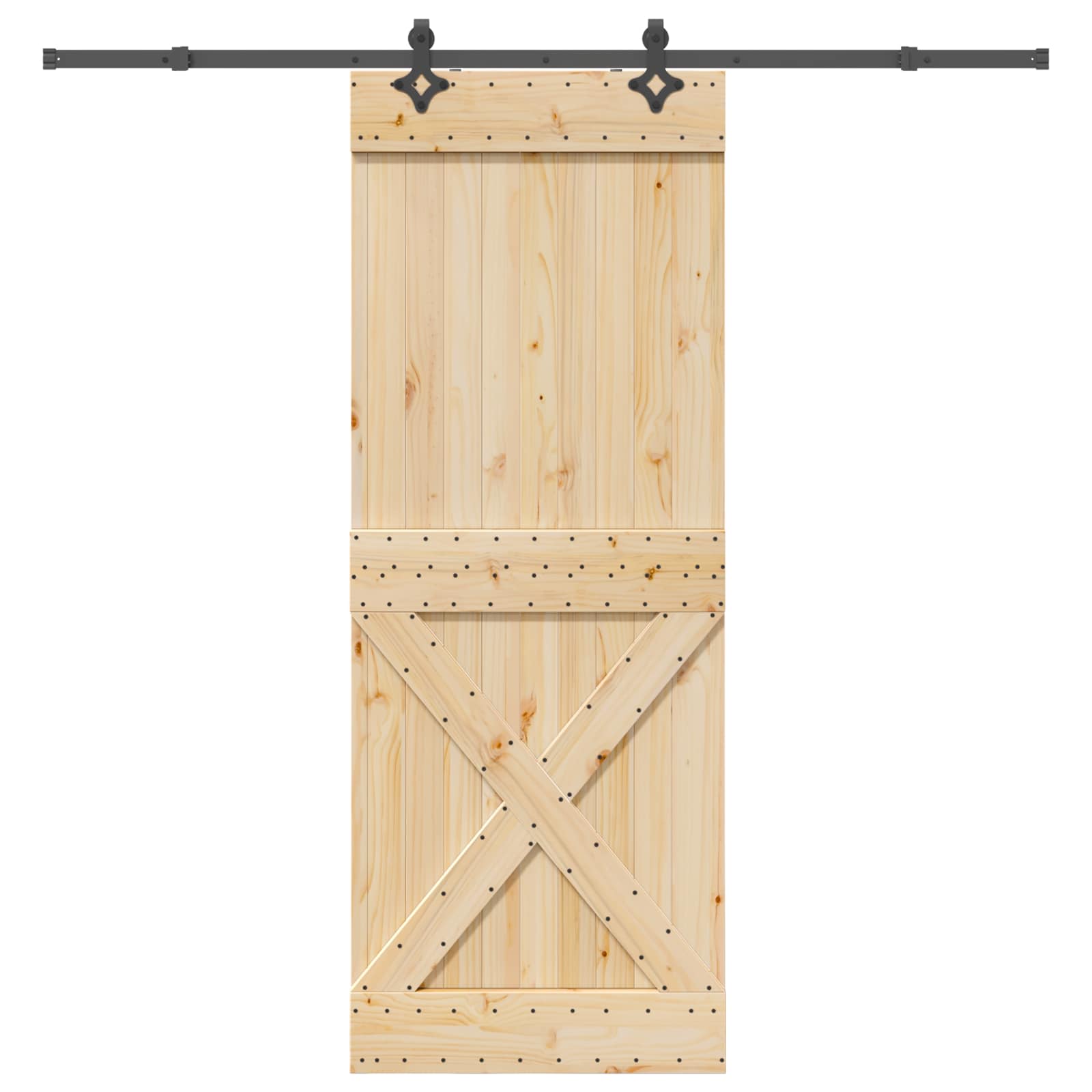 Schiebetür NARVIK Natürlich und Schwarz 70 x 210 cm (152,5 cm)