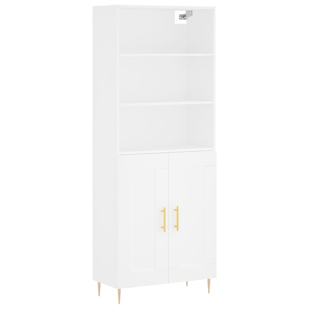 Highboard Hochglanz-Weiß 69,5x34x180 cm Holzwerkstoff