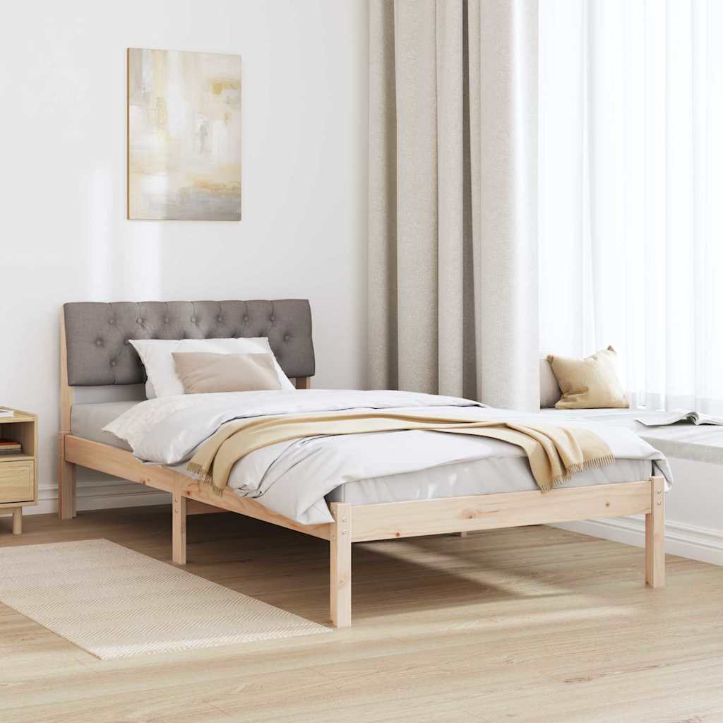 Bettgestell Braun und hellgrau 200 x 200 cm Massivholz Kiefer
