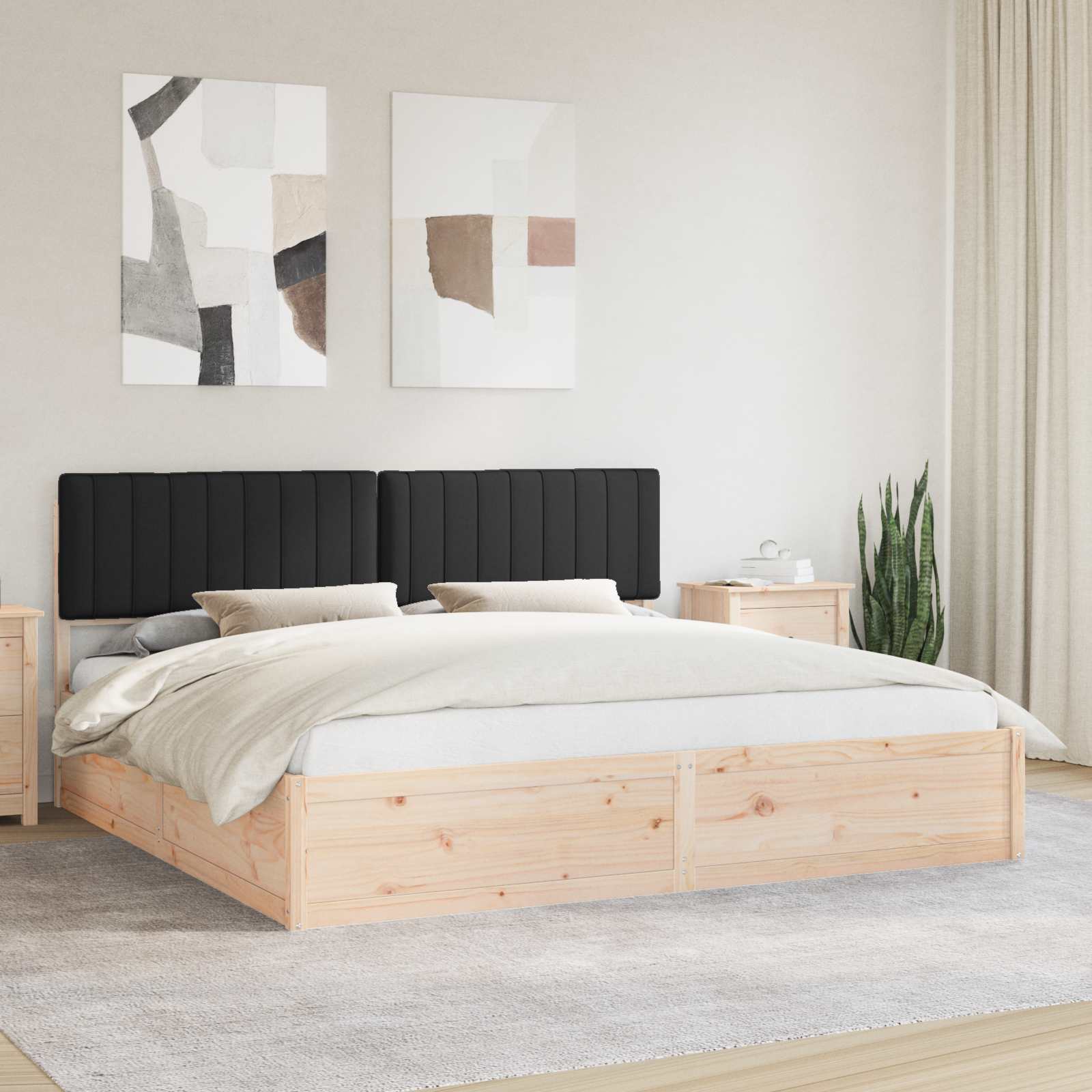 Bettgestell mit gepolstertem Kopfteil Hellgrau 200 x 200 cm