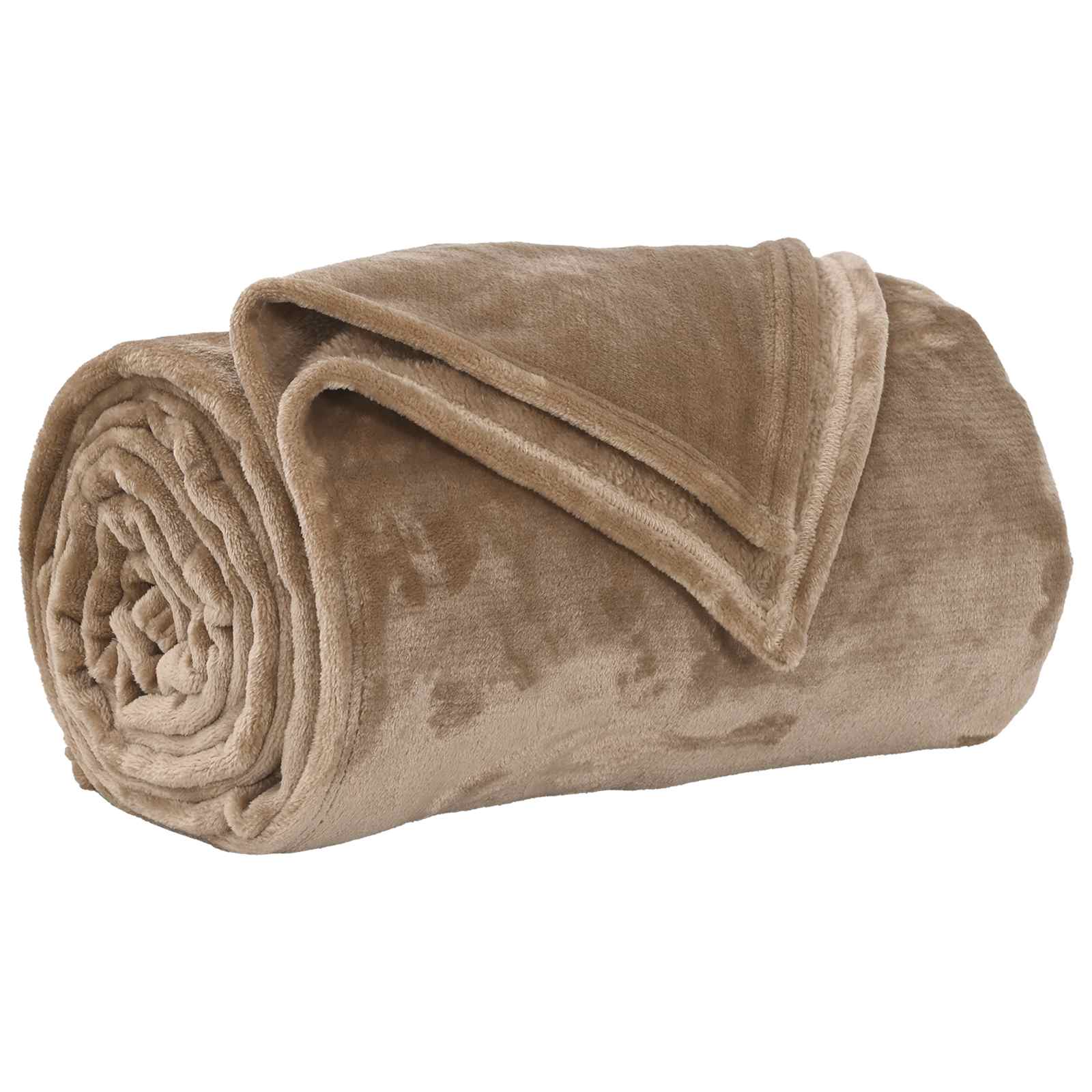 Überwurfdecke Beige 130 x 150 cm Fleece