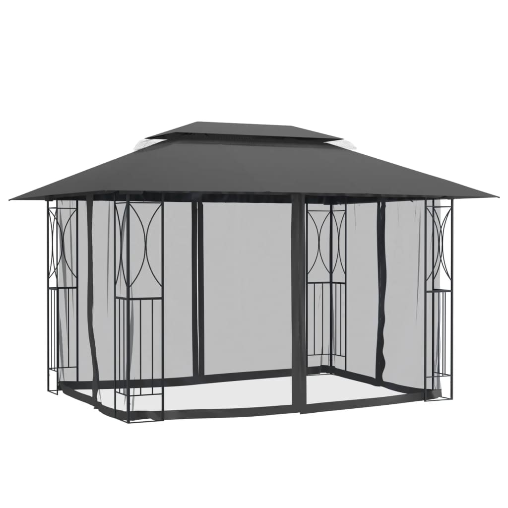 Pavillon mit Seitenwänden Anthrazit 300x300x270 cm Stahl