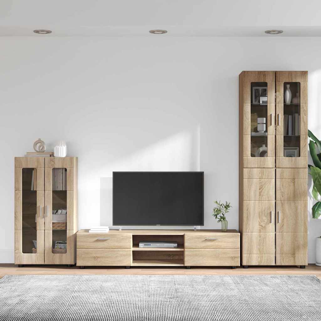 Highboard mit Regal FLORIN Weiß 60 x 35 x 182 cm Holzwerkstoff