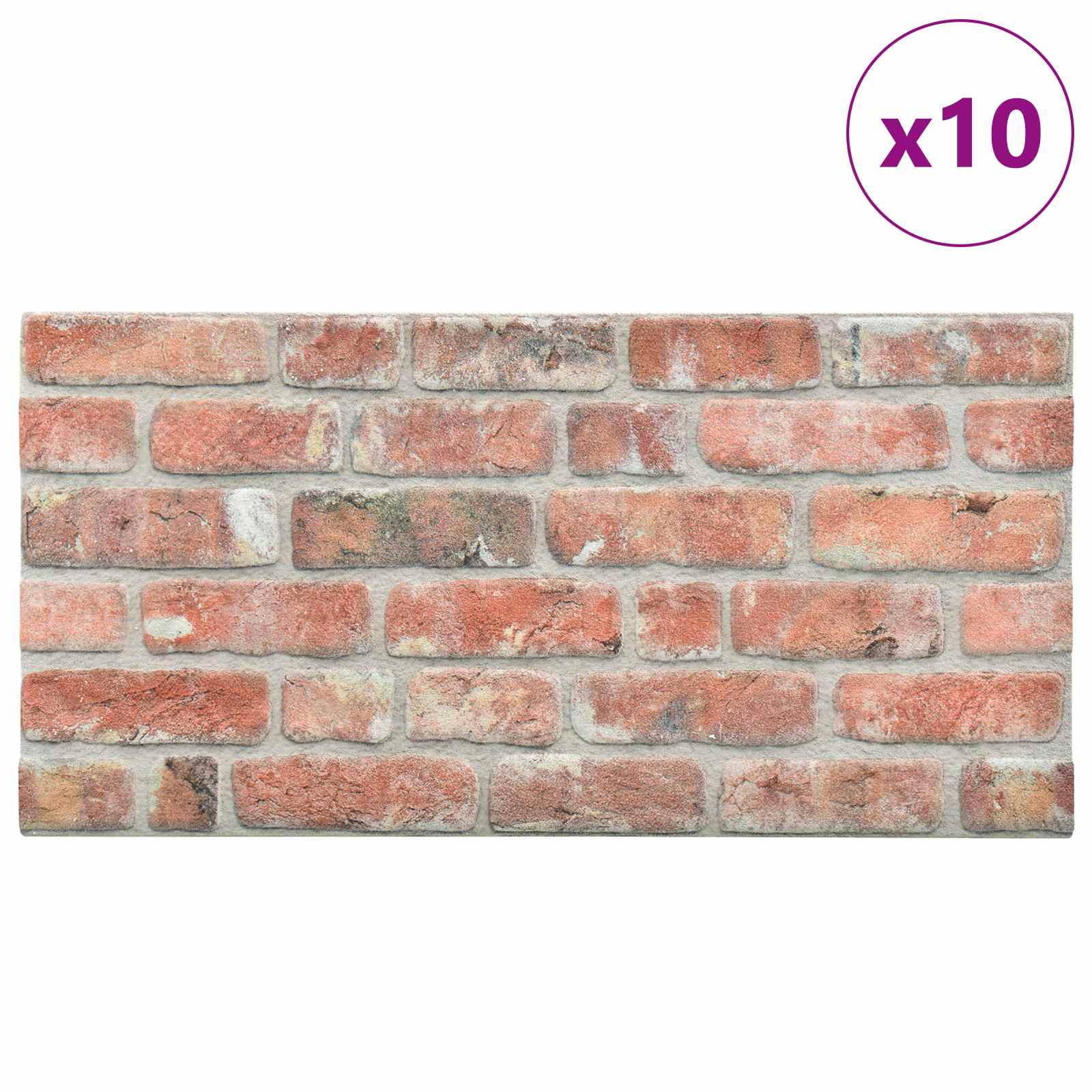 Wandpaneele 10 pcs Ziegel 100 x 50 cm EPS-Schaum