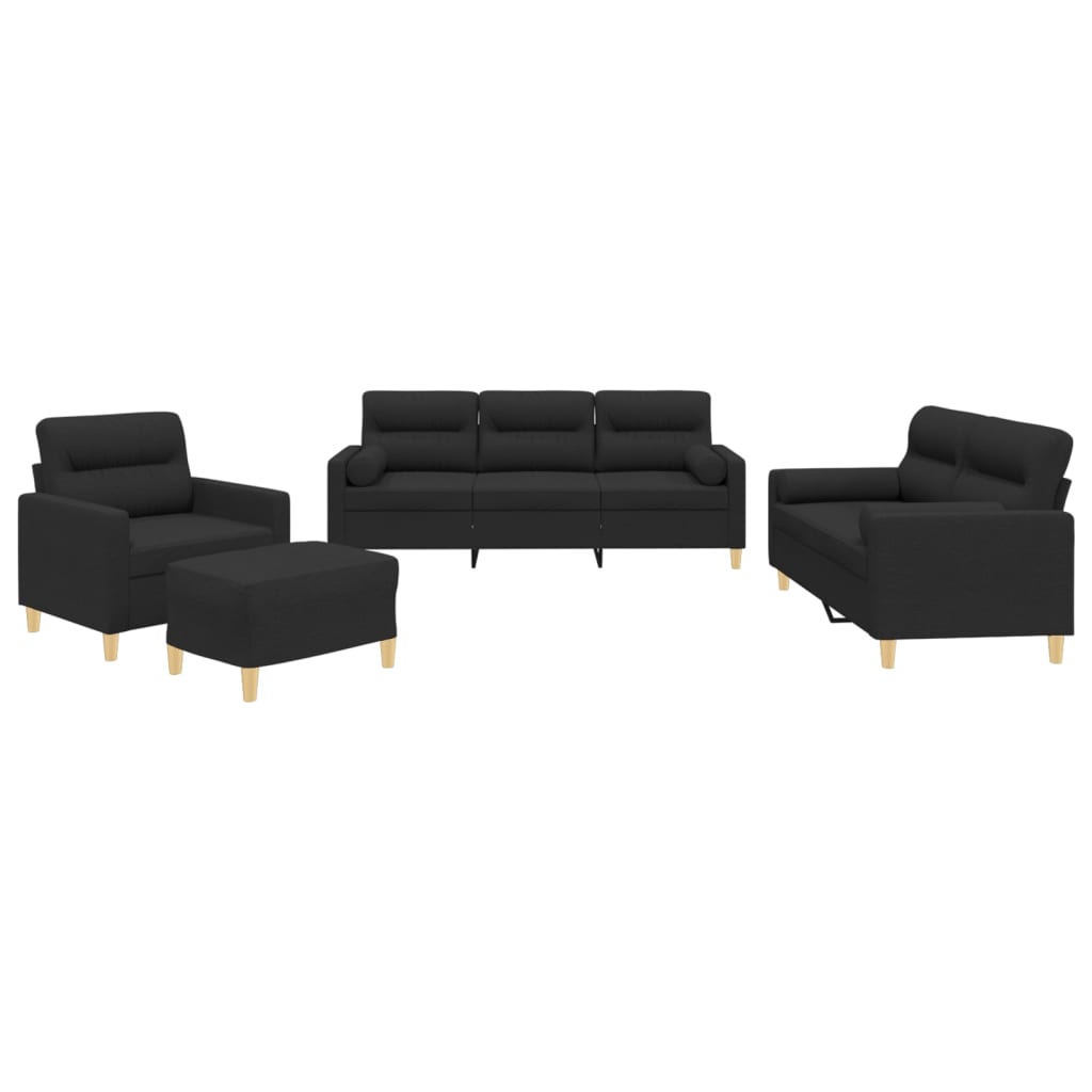 4-tlg. Sofagarnitur mit Kissen Taupe Stoff