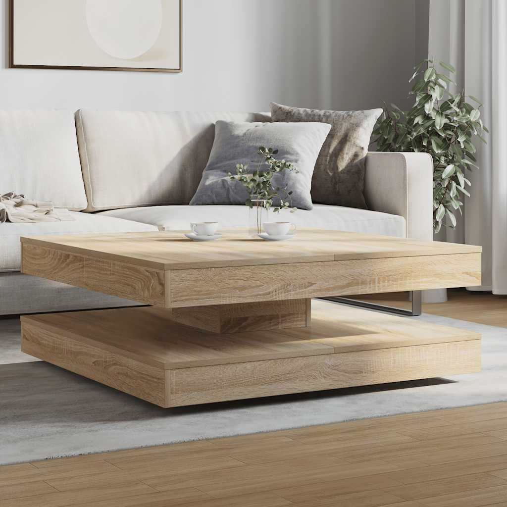 Couchtisch 360-Grad Drehbar Weiß 90x90x34,5 cm