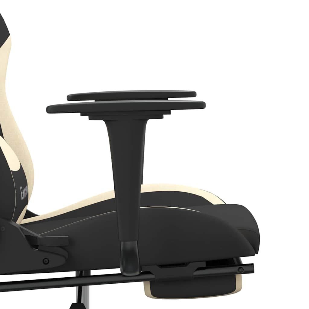 Gaming-Stuhl mit Massagefunktion Schwarz und Creme Stoff