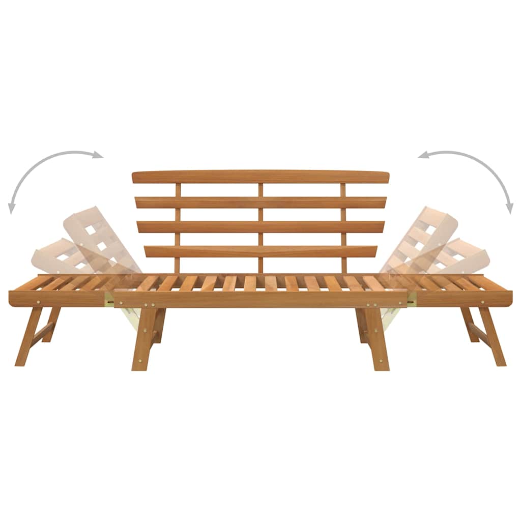Gartenbank mit Auflagen 2-in-1 190 cm Grau Massivholz Akazie
