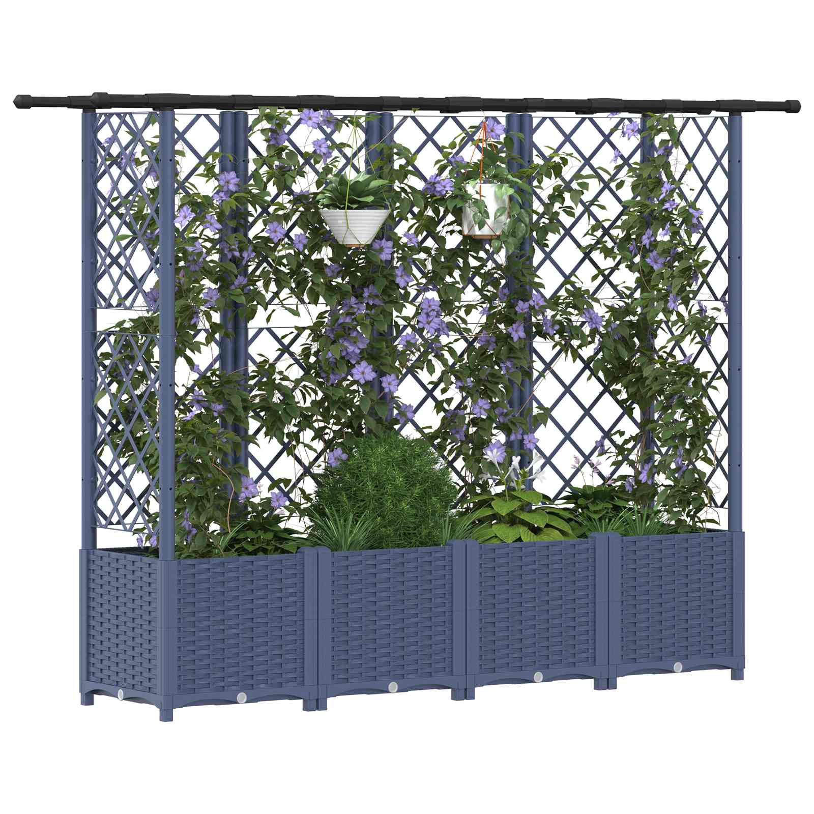 Hochbeet mit Rankgitter und Dach Braun 124 x 40 x 123 cm PP