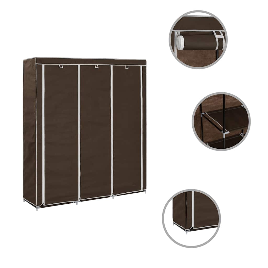 Kleiderschrank mit Fächern Stangen Schwarz 150x45x175cm Stoff