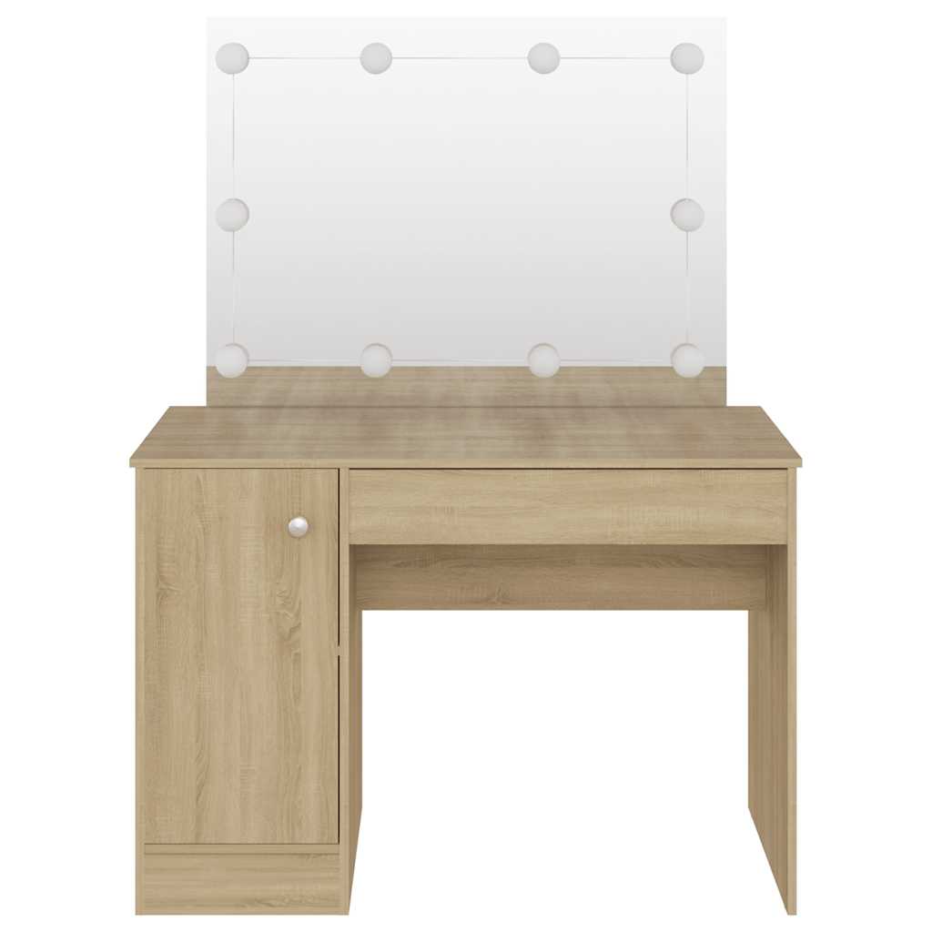 Schminktisch mit LED-Beleuchtung 110x55x145 cm MDF Grau