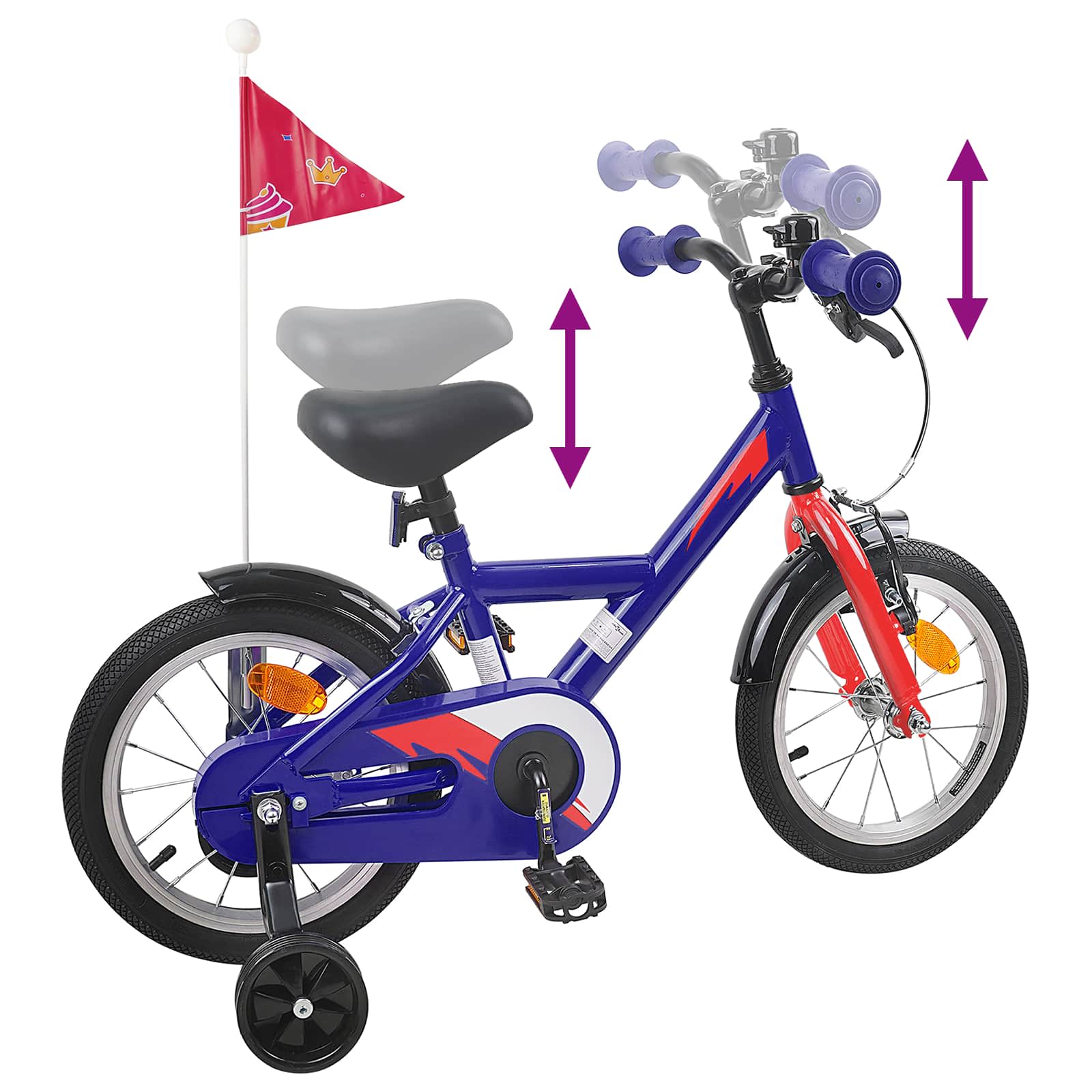Kinderfahrrad 12 Zoll für 2-4 Jahre alt Schwarz
