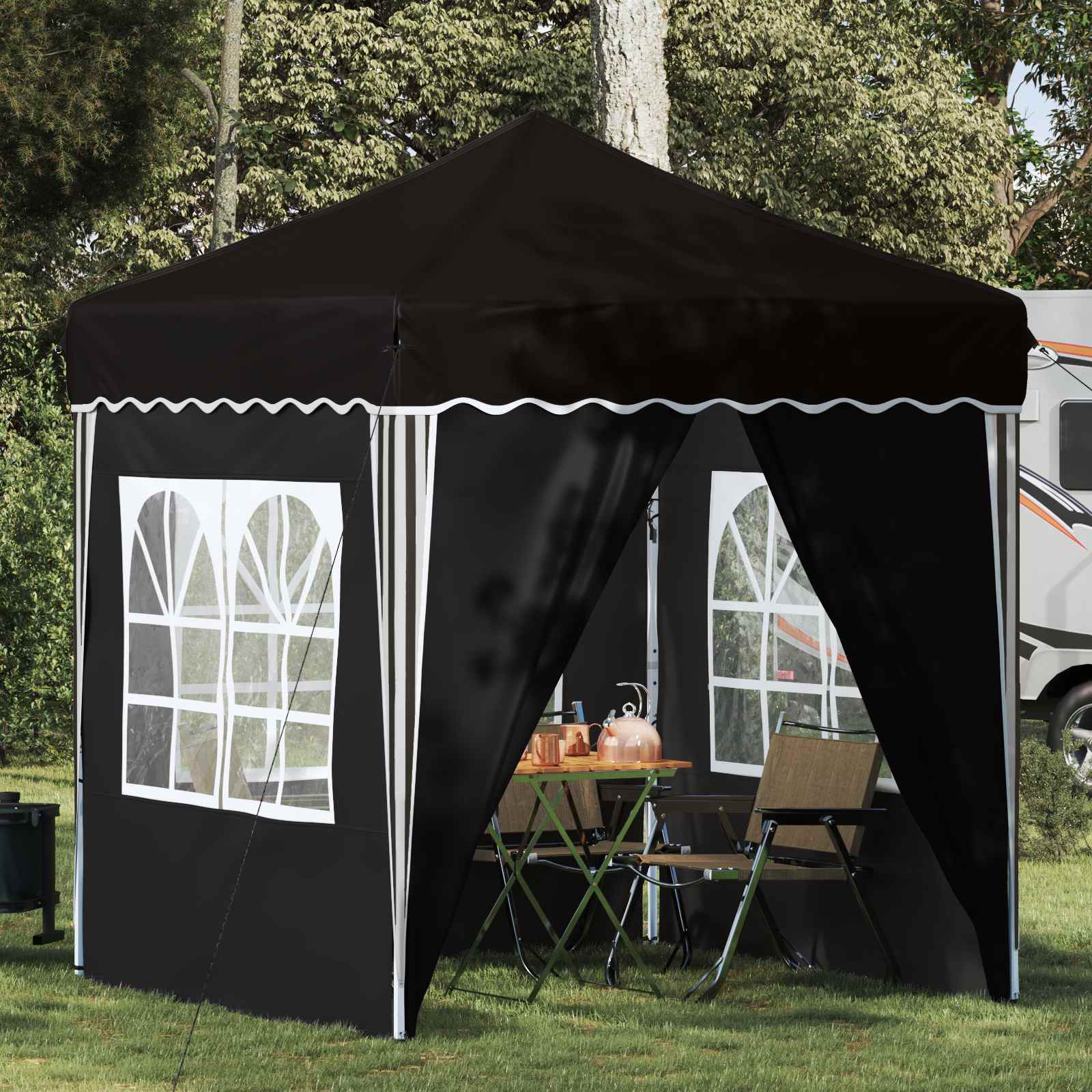Pop-up Partyzelt 195 x 195 x 245 cm Creme Oxford-Stoff