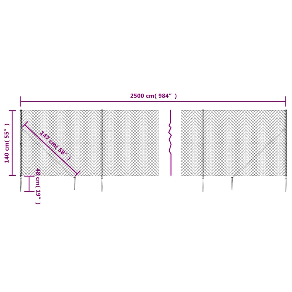 Maschendrahtzaun mit Bodenhülsen Grün 0,8x10 m
