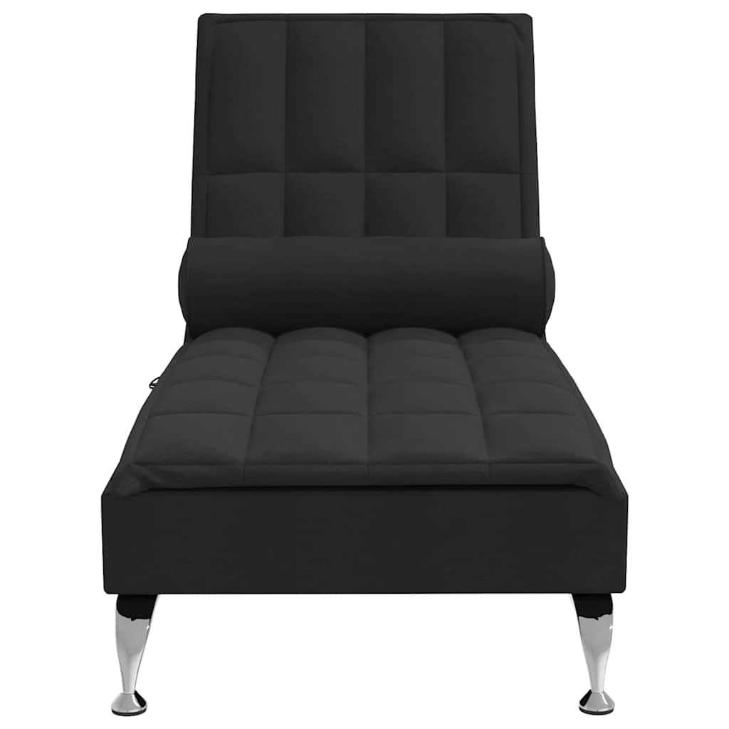 Massage-Chaiselongue mit Nackenrolle Hellgrau Stoff