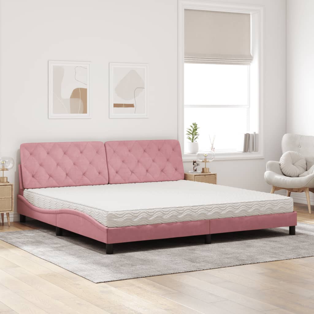 Bett mit Matratze Hellgrau 80x200 cm Samt