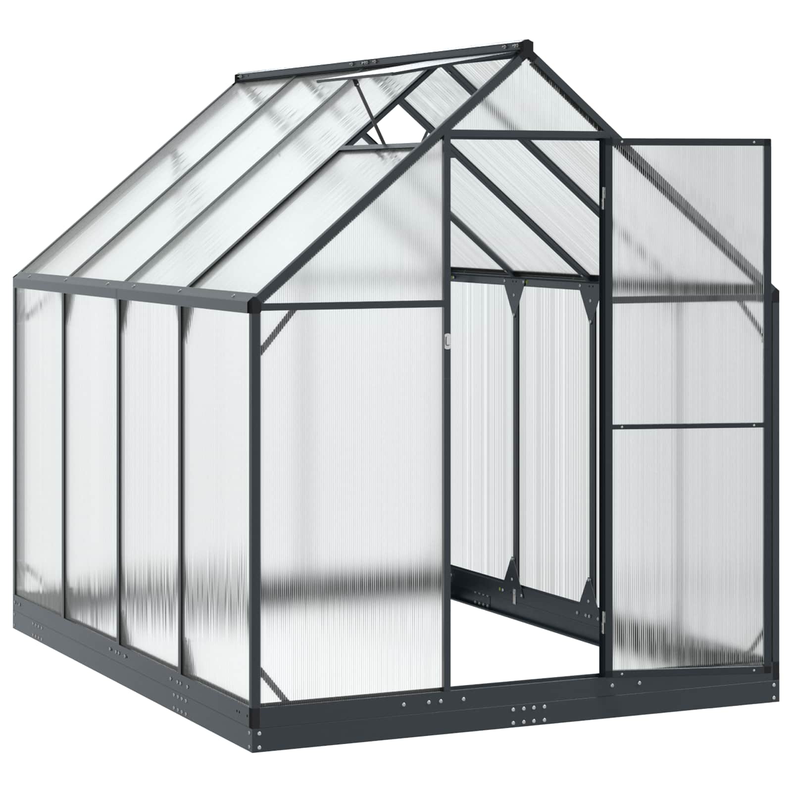 Garten Gewächshaus mit Tür Anthrazit 183,5 x 183,5 x 207 cm