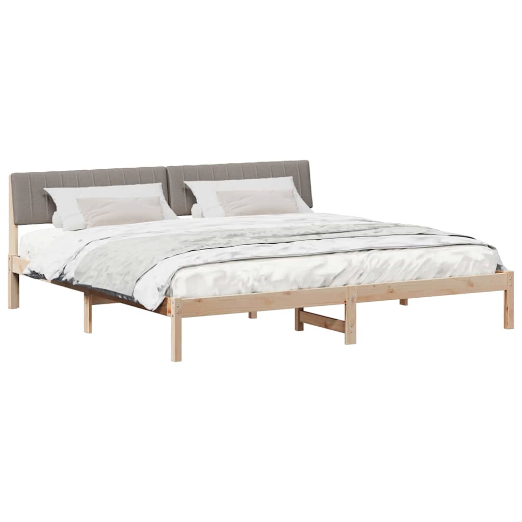 Bettgestell Braun und hellgrau 200 x 200 cm Massivholz Kiefer
