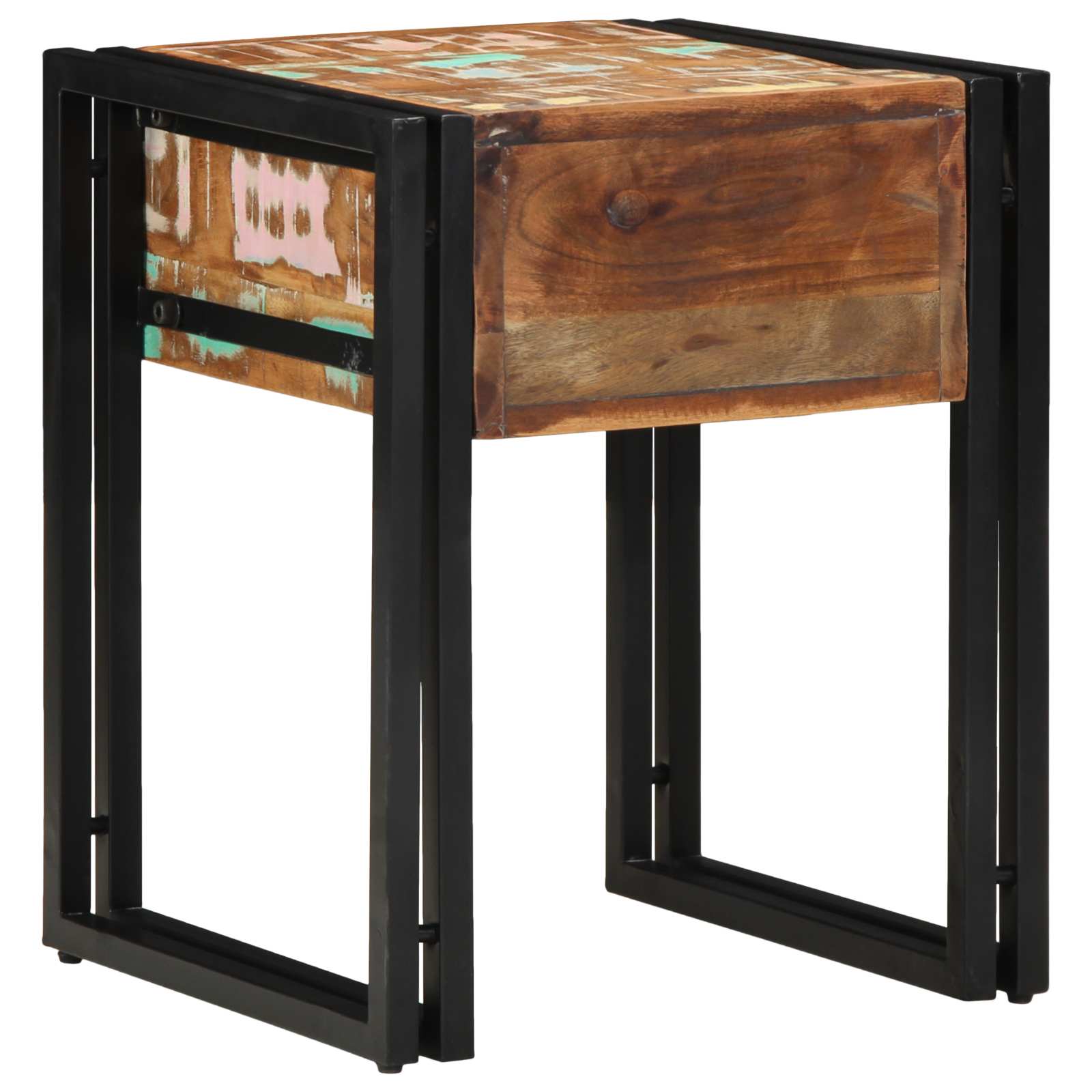 Beistelltisch mit Schubladen 40 x 40 x 50 cm Massivholz Mango