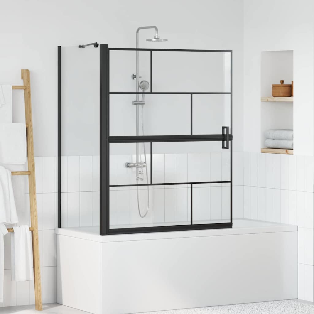 Bad-Duschschirm Schwarz und Transparent 80 x 68 x 128 cm