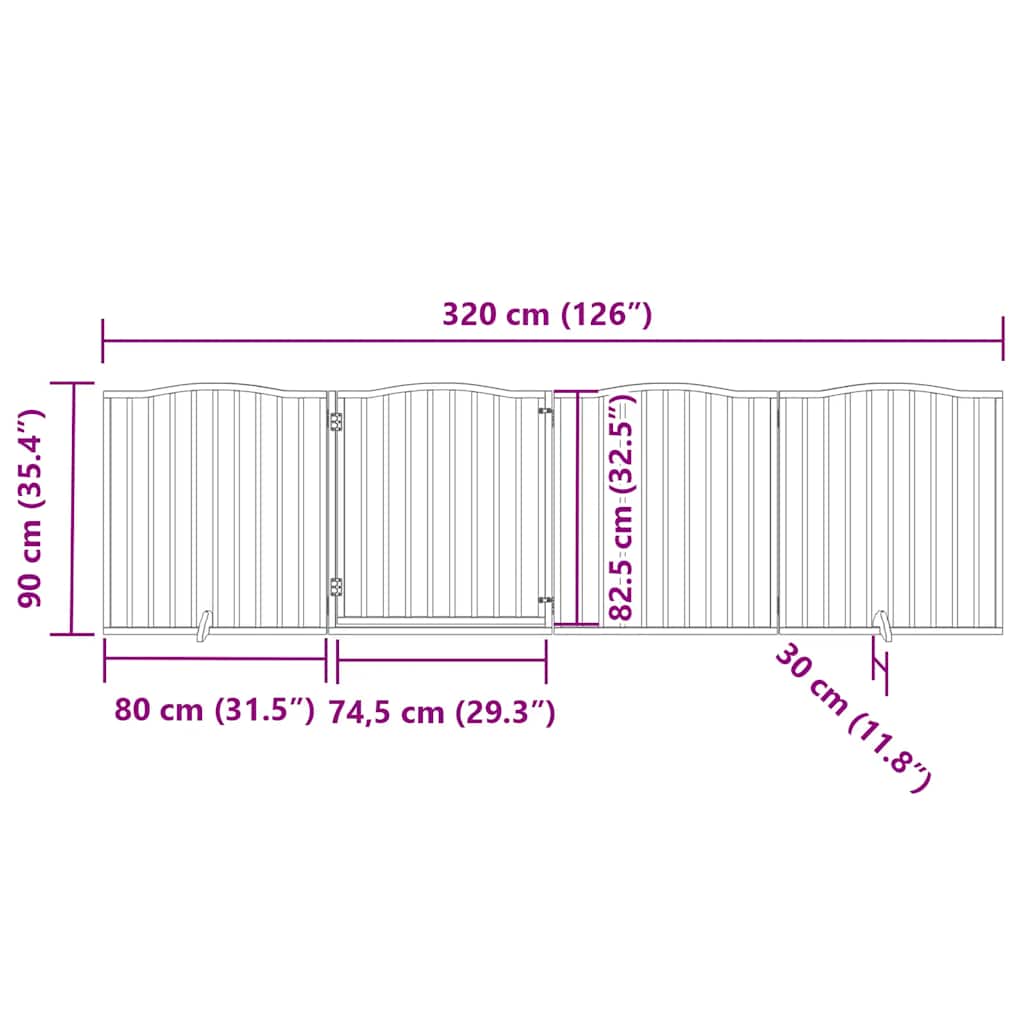 3-tlg. Hundetor Faltbar 150 cm Pappelholz